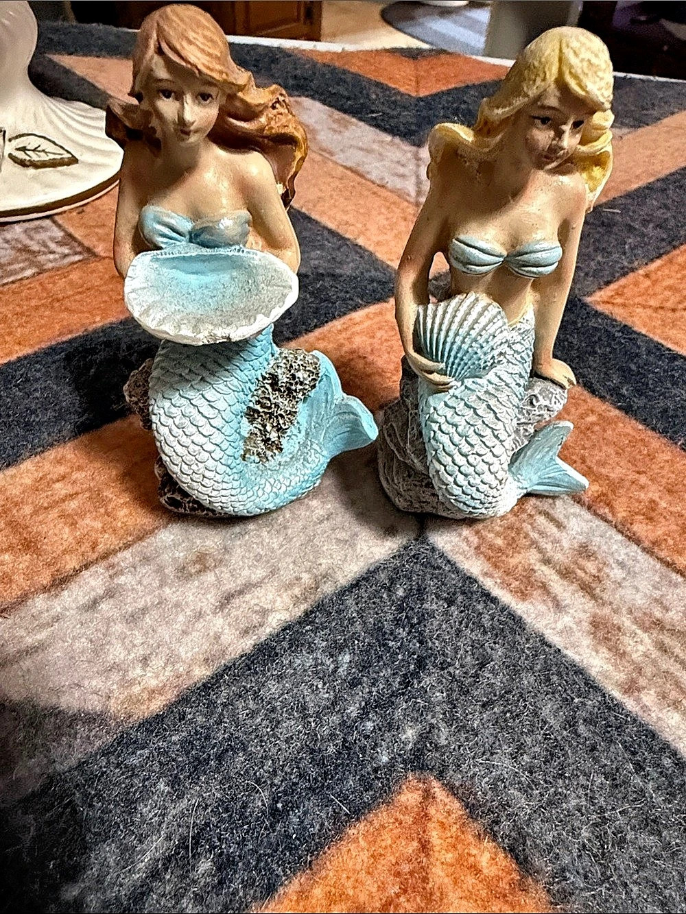 Mermaid Figurine Set Blue & White Decor